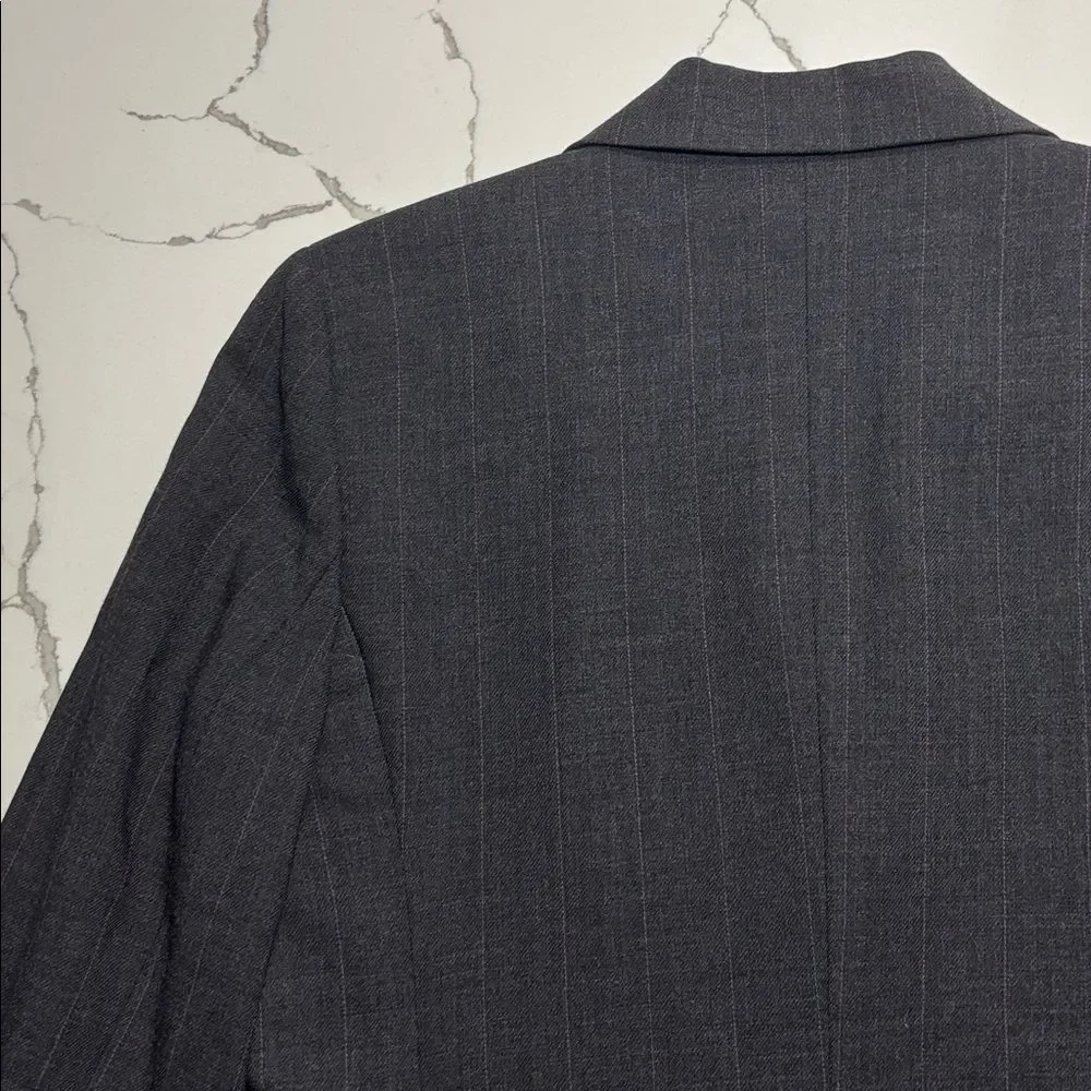 Ann Taylor Women's Wool Blazer Dark Gray Grey Pinstripe Business Jacket Size 6P